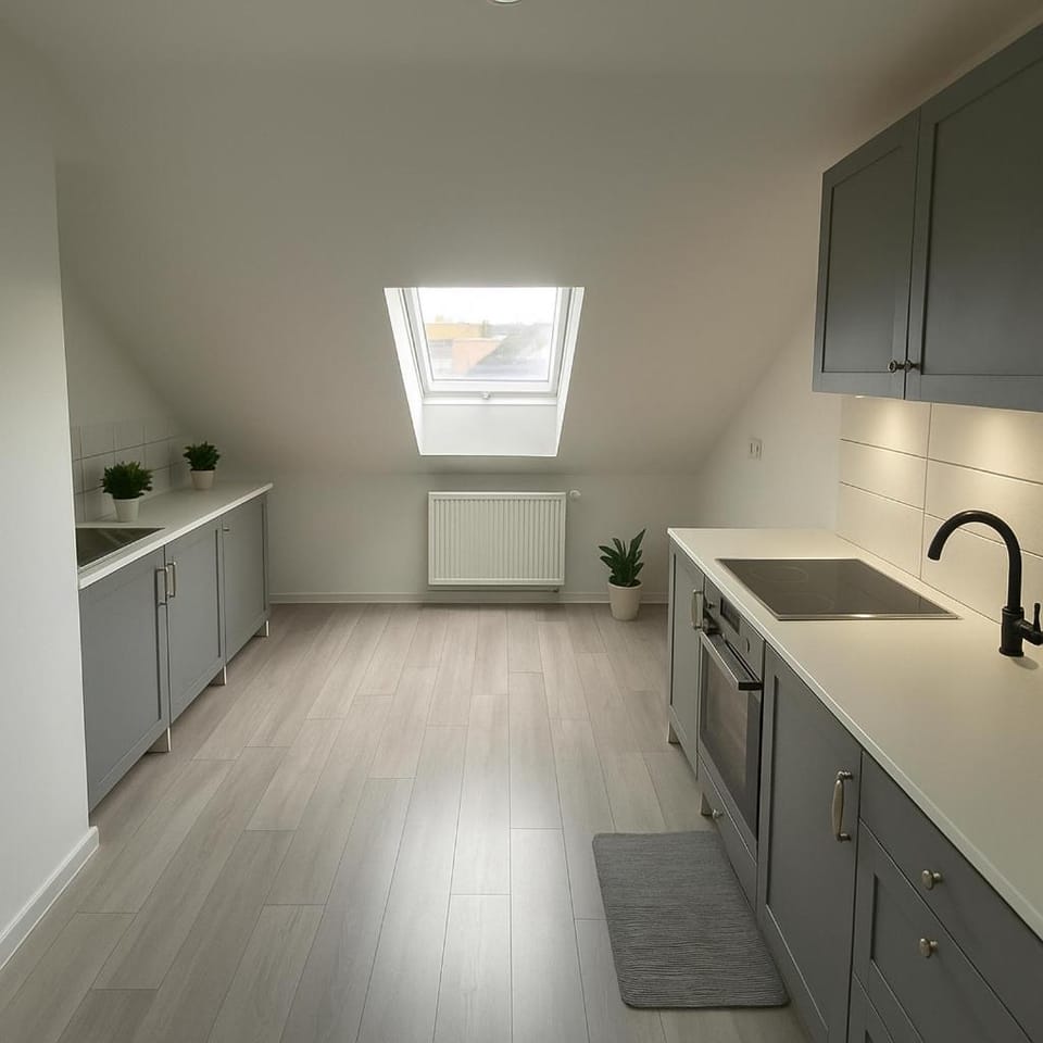 Kitchen or kitchenette, stove