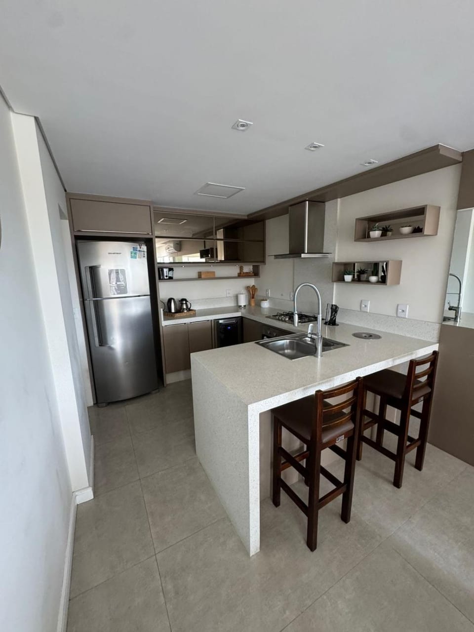 Kitchen or kitchenette, stove