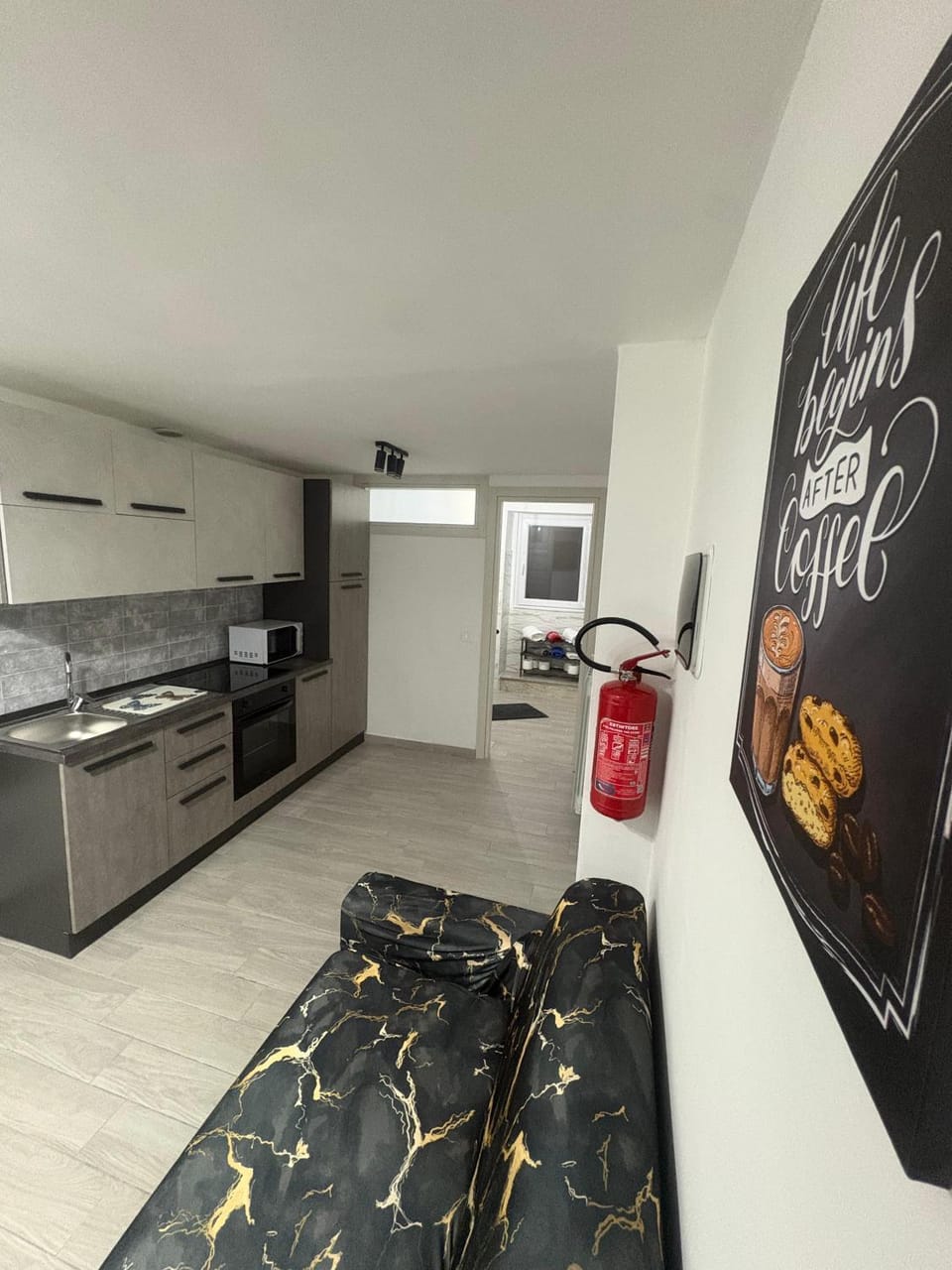 Kitchen or kitchenette, oven, stove