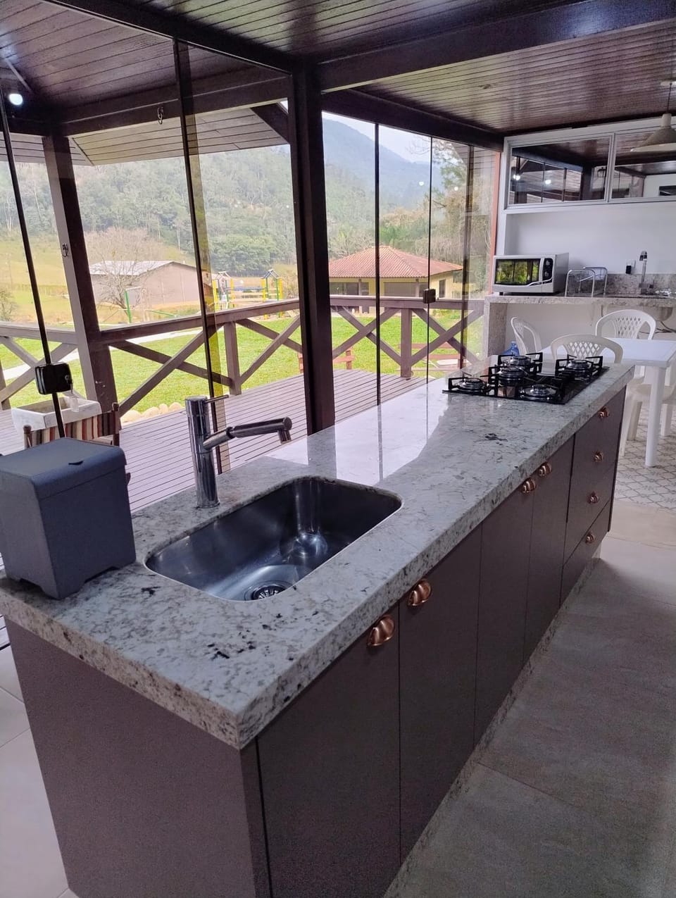 Kitchen or kitchenette, stove
