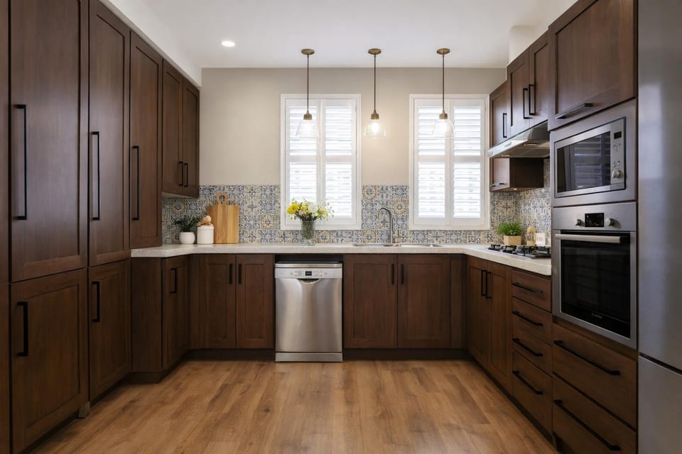 Kitchen or kitchenette, dishwasher, oven