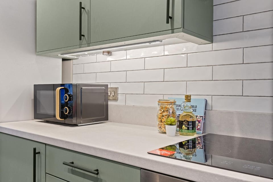 Kitchen or kitchenette, stove