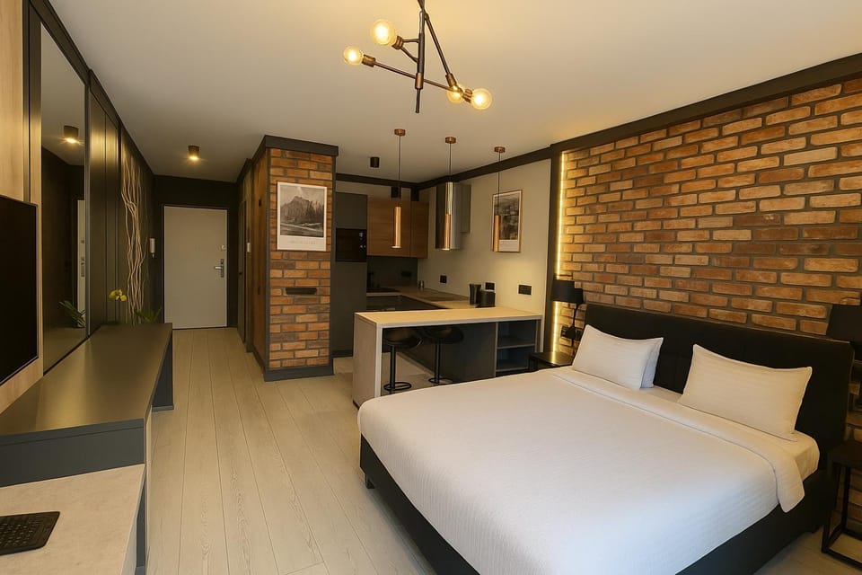 Bed, TV and multimedia, Kitchen or kitchenette, Photo of the whole room