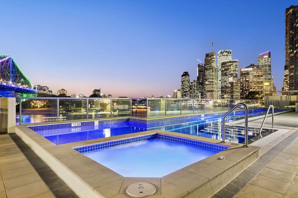 Night, Pool view, Swimming pool