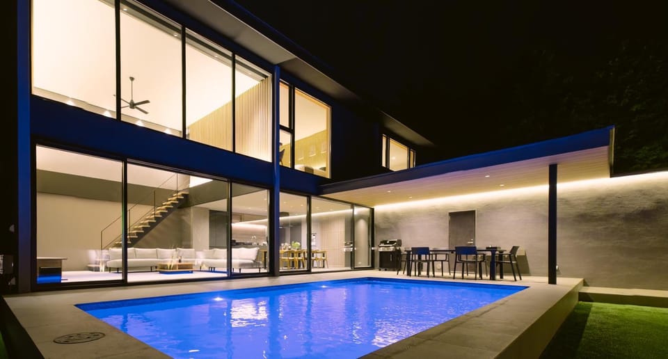 Night, Pool view, Swimming pool
