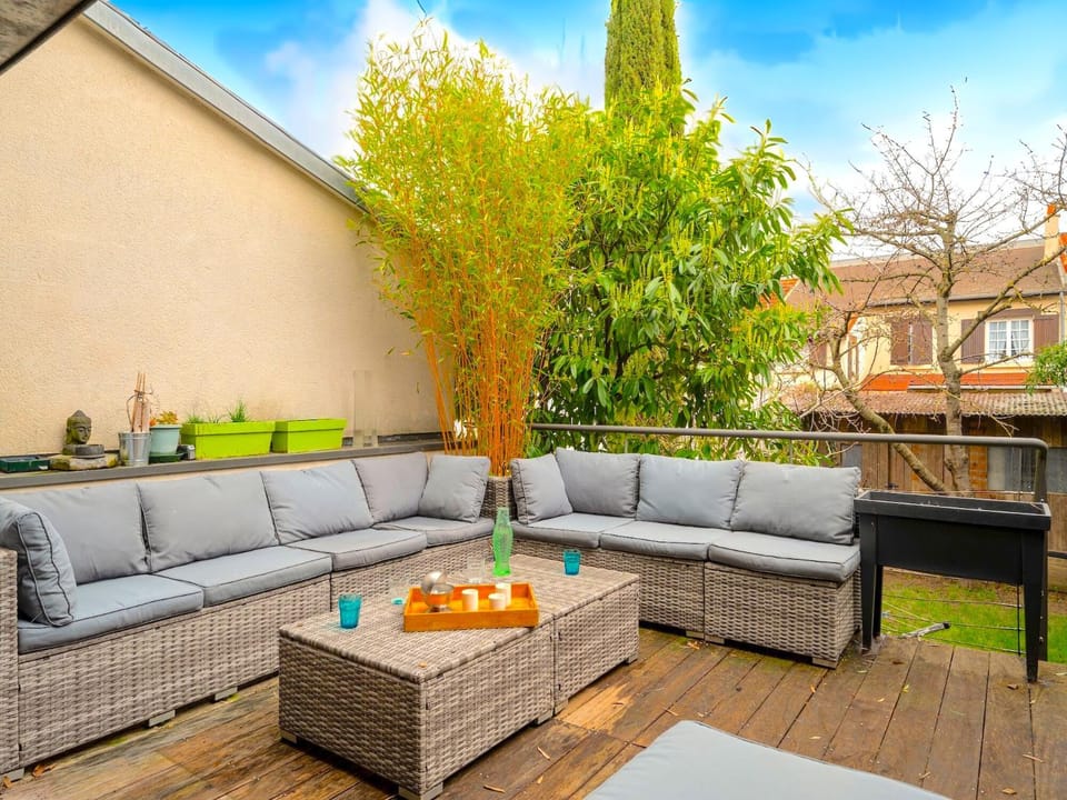 Patio, Spring, Day, Garden, View (from property/room), Balcony/Terrace, Living room, Seating area, Garden view