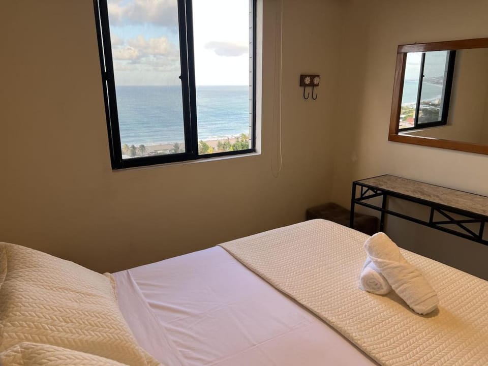 Bed, Bedroom, Sea view, towels