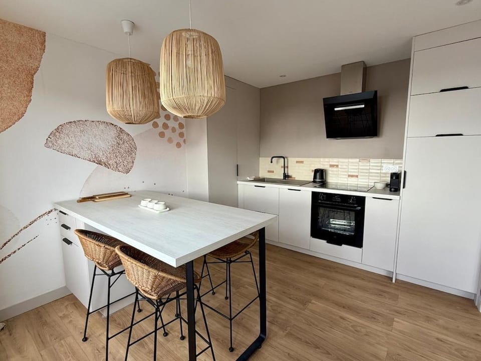 Kitchen or kitchenette, Dining area, oven, stove, toaster