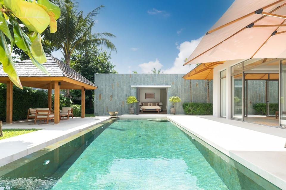 Property building, Patio, Day, Garden, Garden view, Pool view, Swimming pool
