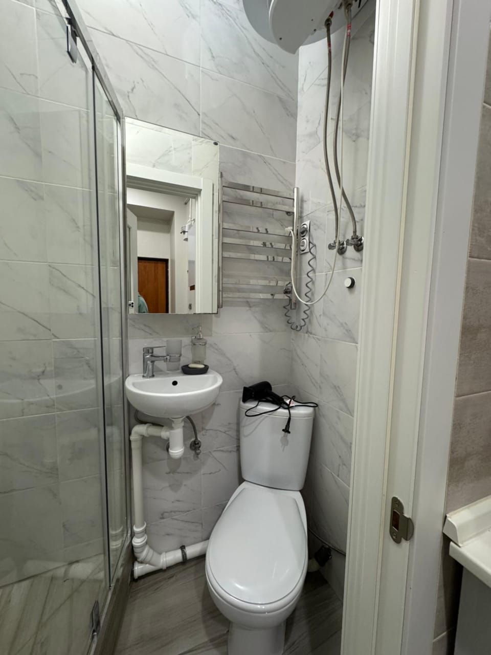 Toilet, hair dryier