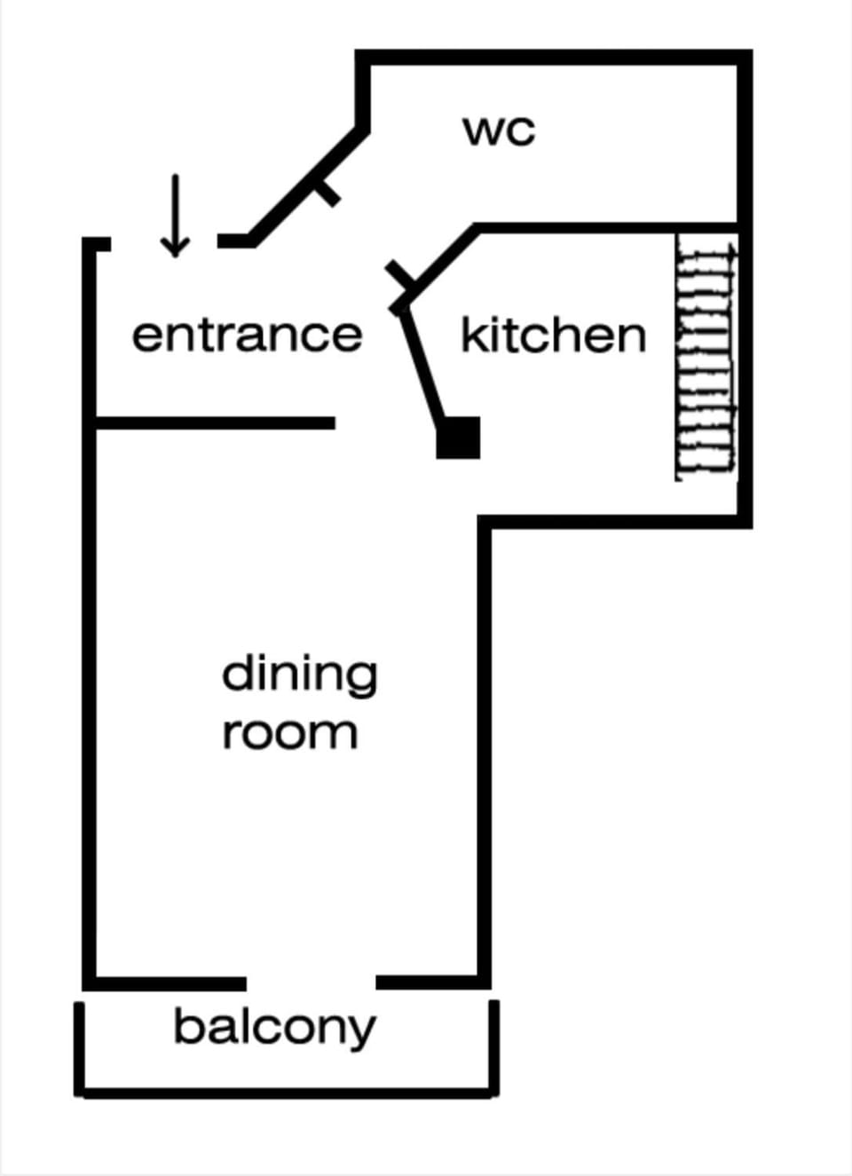 Bathroom, Kitchen or kitchenette, Seating area, Floor plan
