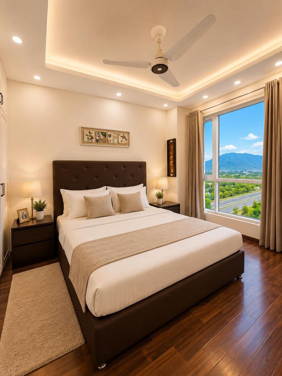 Bed, Natural landscape, Photo of the whole room, Bedroom, Mountain view