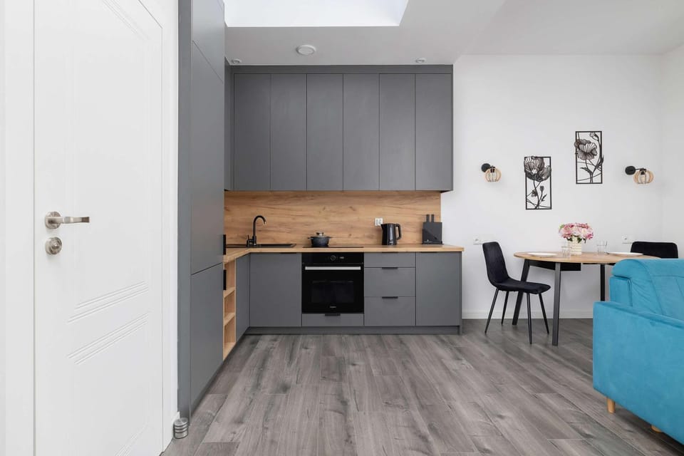 Kitchen or kitchenette, stove
