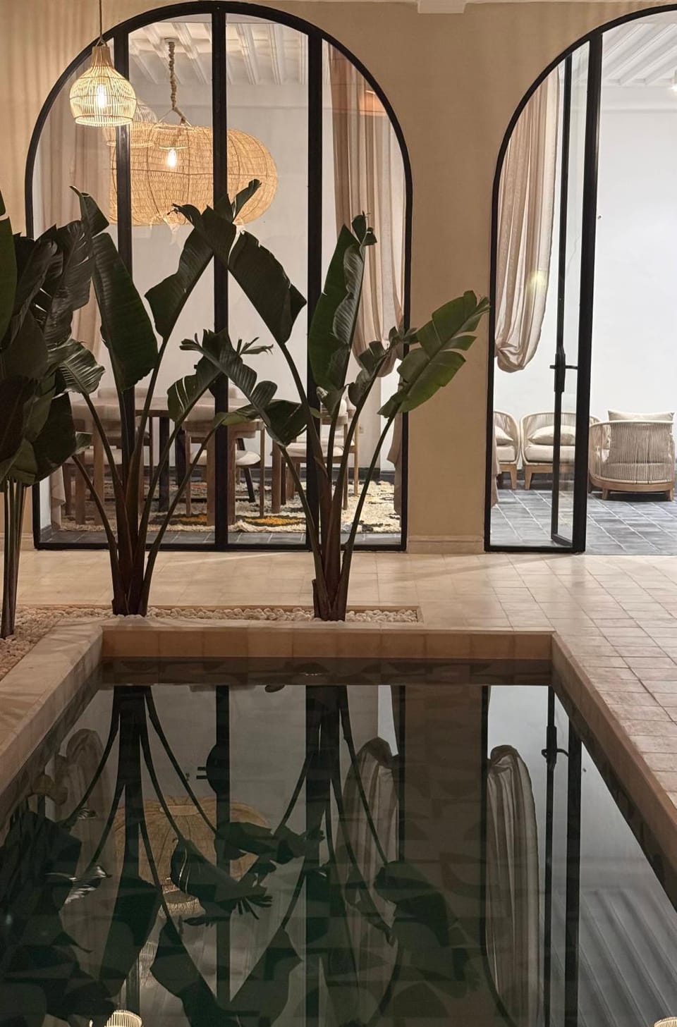Patio, Living room, Seating area, Pool view, Swimming pool
