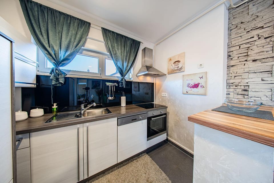 Kitchen or kitchenette, dishwasher, internet, oven, stove