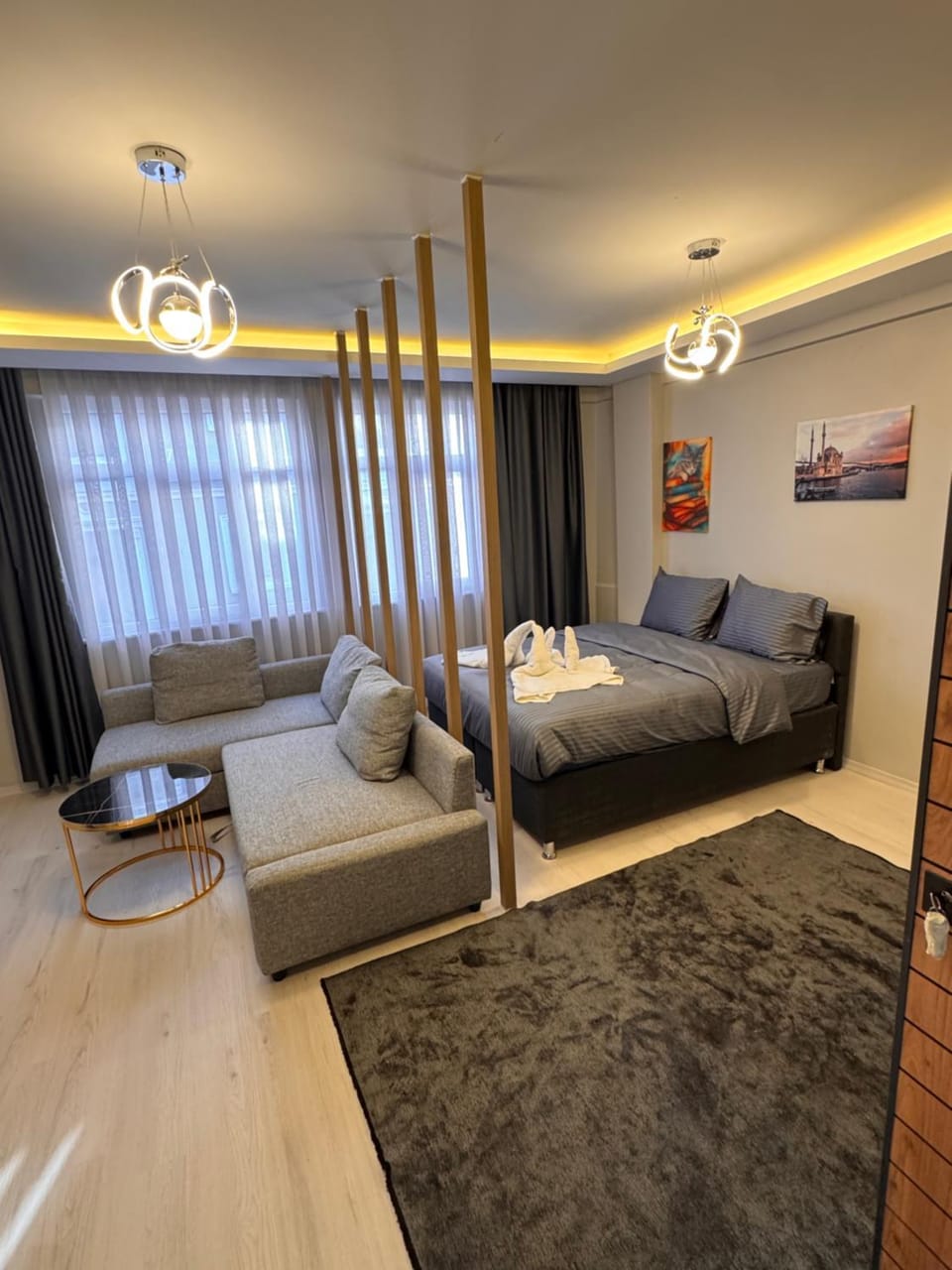 Bed, Living room, Photo of the whole room, Seating area
