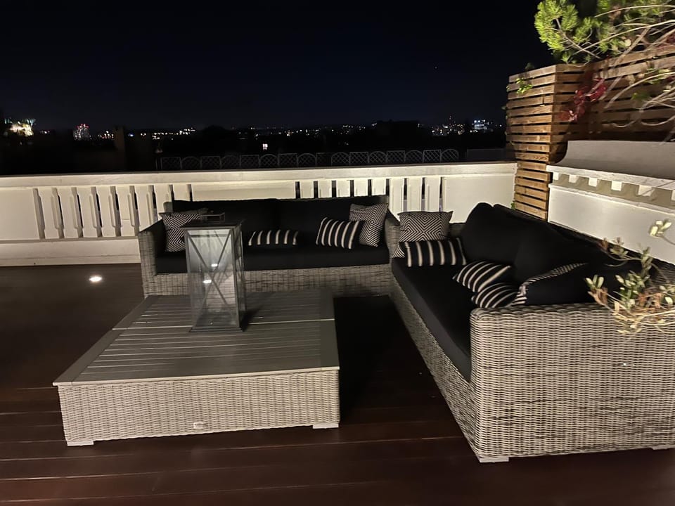 Patio, Night, Living room, Seating area