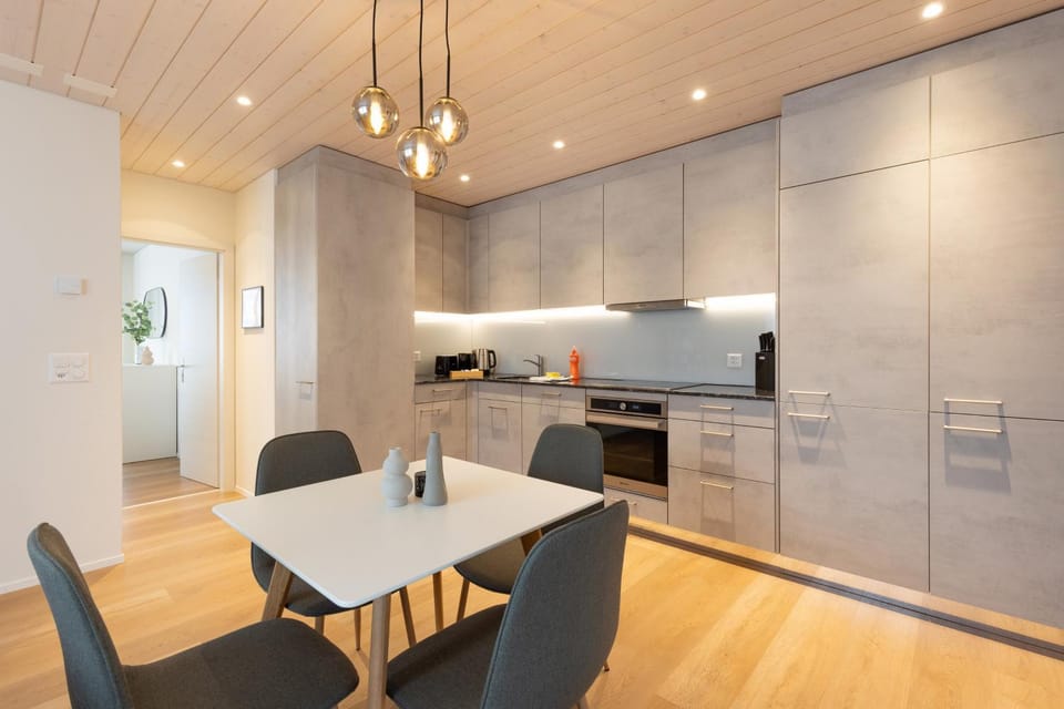 Kitchen or kitchenette, Living room, dishwasher, oven