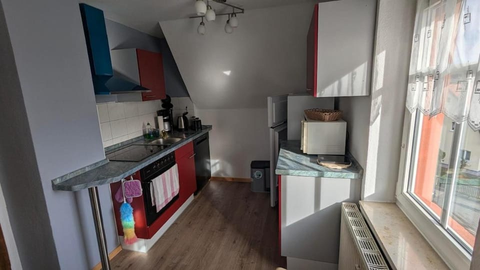 Kitchen or kitchenette, dishwasher, oven, stove