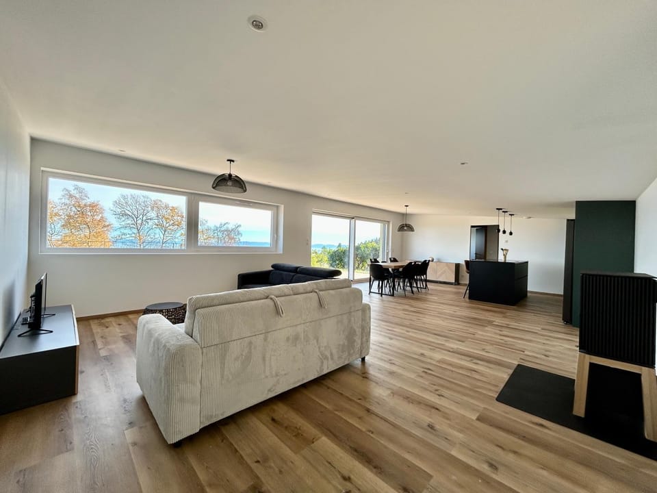 TV and multimedia, View (from property/room), Living room, Seating area, City view, Garden view