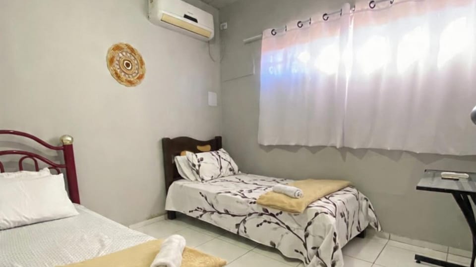 Bed, Photo of the whole room, Bedroom, towels, air conditioner