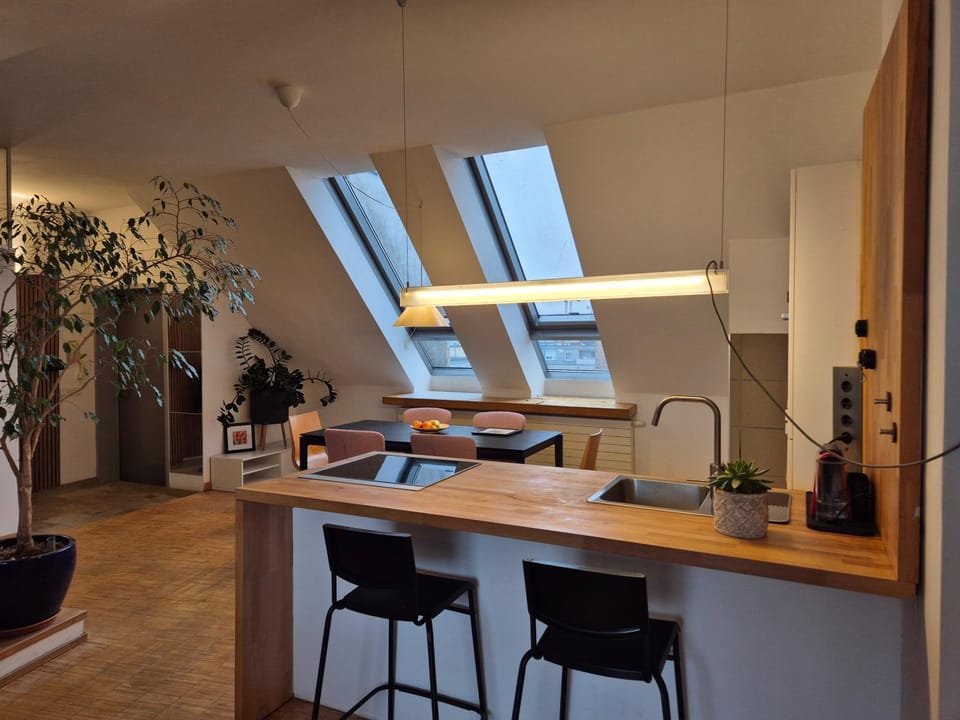 Living room, kitchen