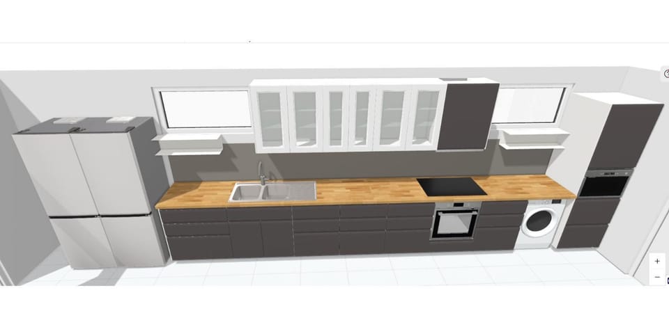 Kitchen or kitchenette, oven