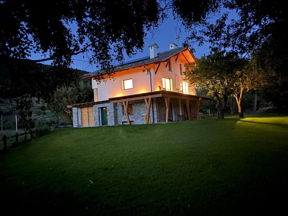 Property building, Night, Garden, Garden view