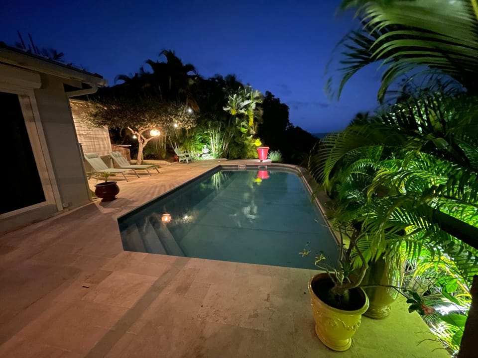 Night, Pool view, Swimming pool
