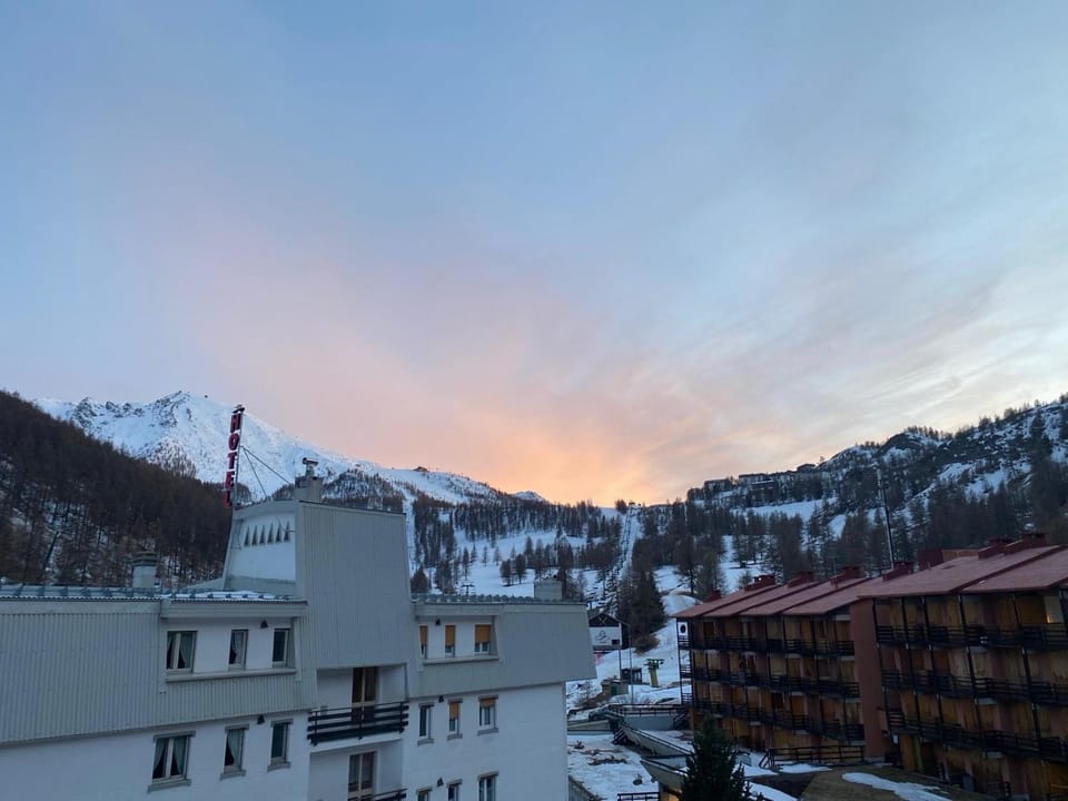 Property building, Natural landscape, Mountain view, Sunset