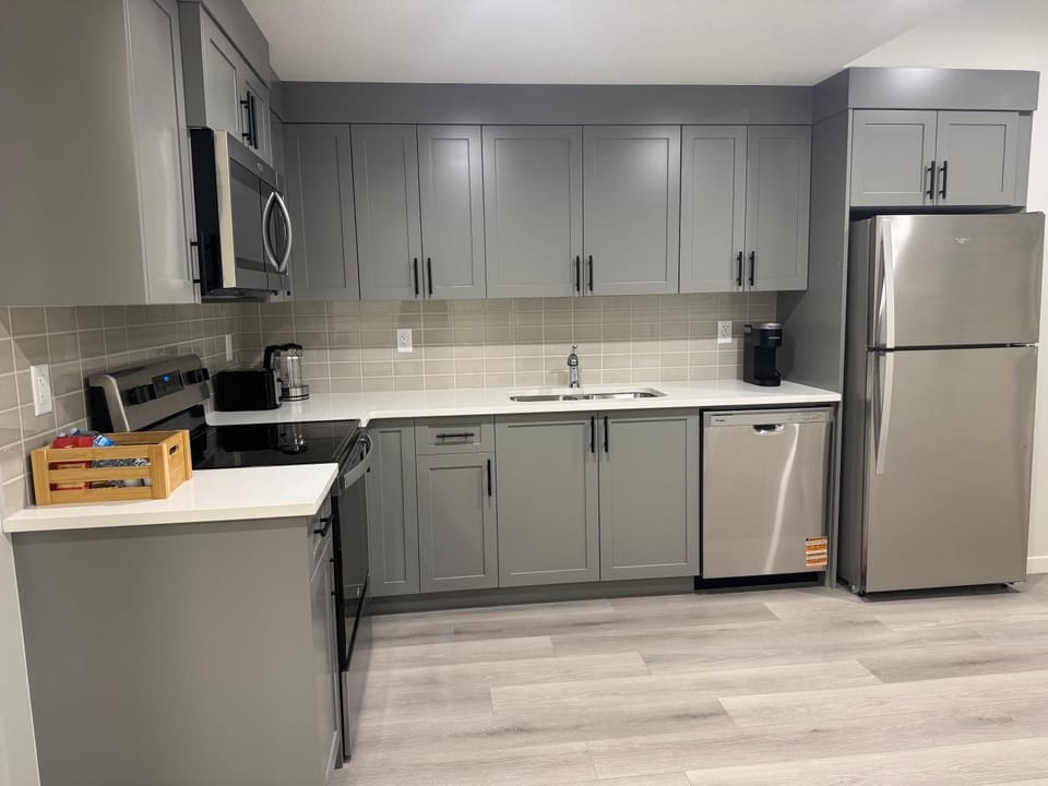 Dining area, dishwasher, microwave, oven, kitchen