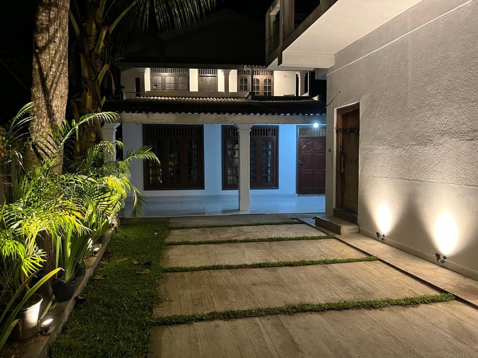 Property building, Night, Garden, Garden view