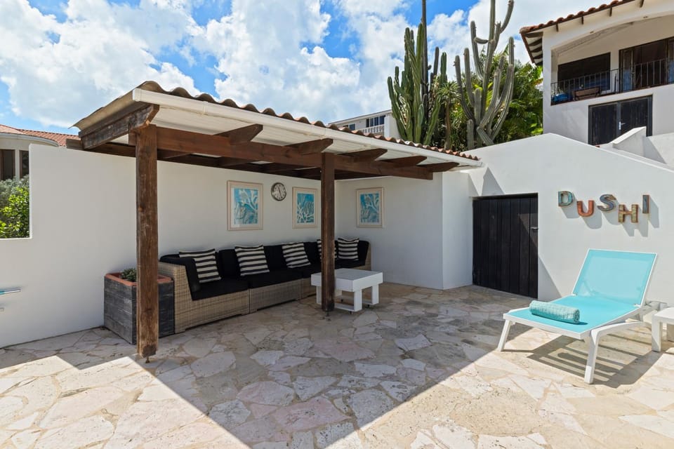 Property building, Patio, Day, View (from property/room), Balcony/Terrace, sunbed