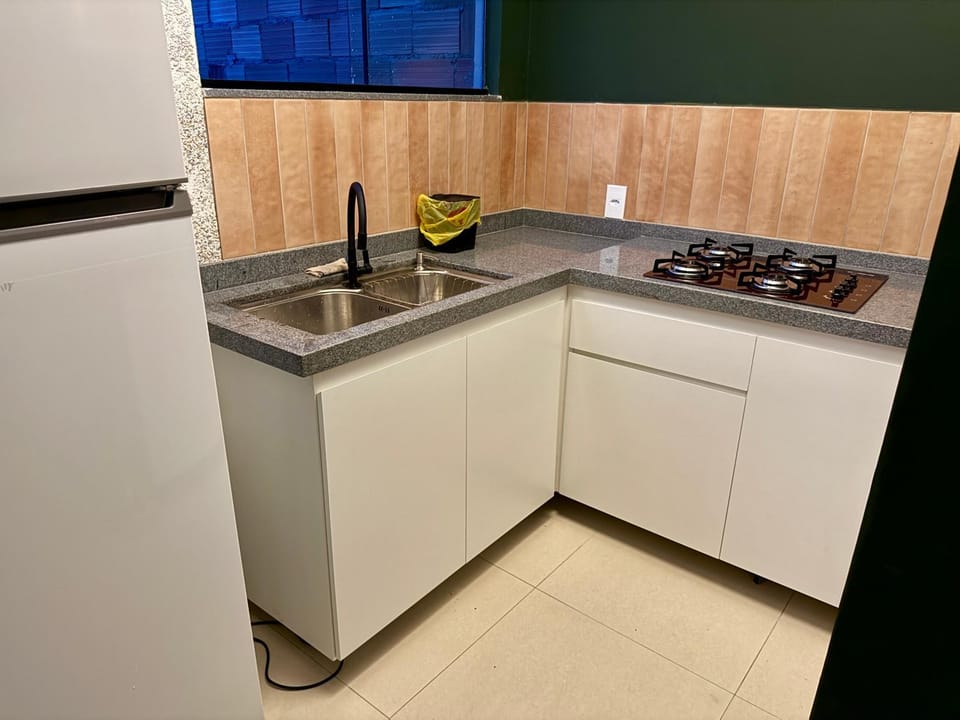 Kitchen or kitchenette, stove