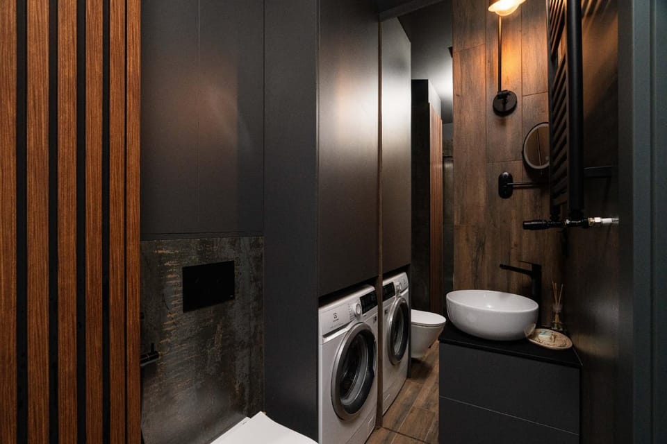 Bathroom, bidet, washing machine