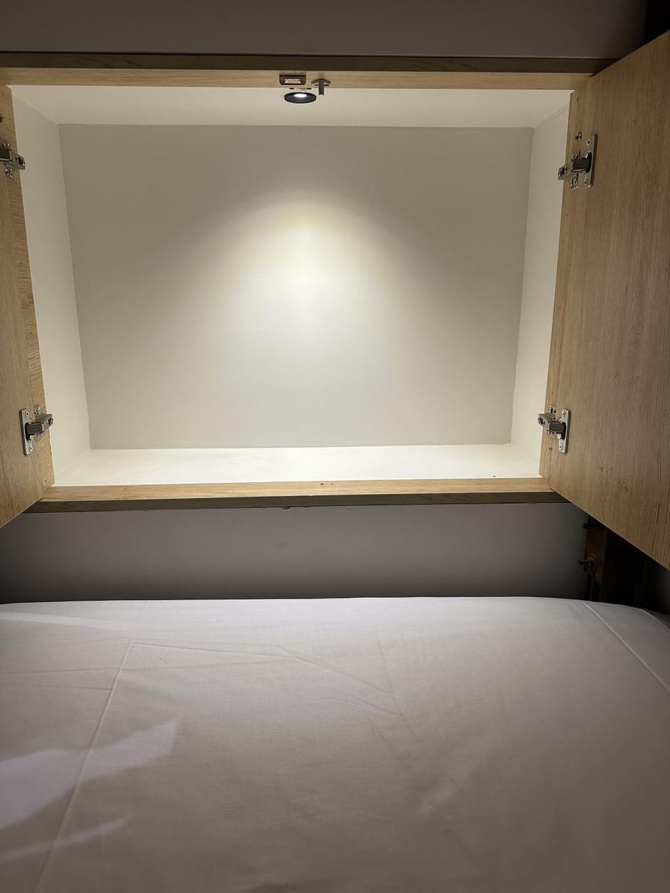 Bed, wardrobe