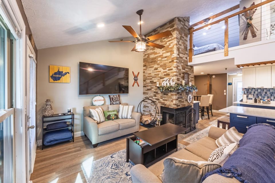 Living room, fireplace
