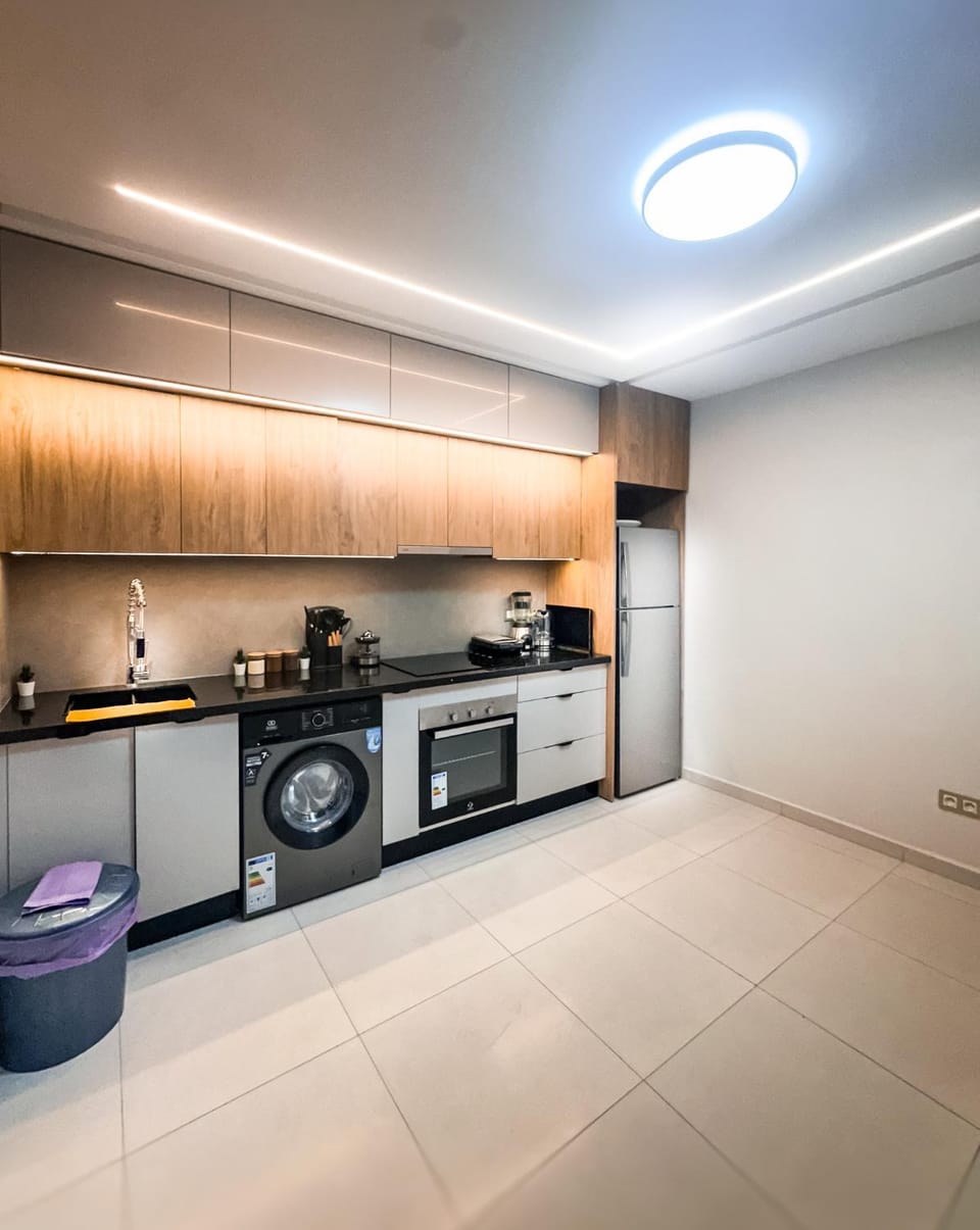 Kitchen or kitchenette, oven, stove, toaster