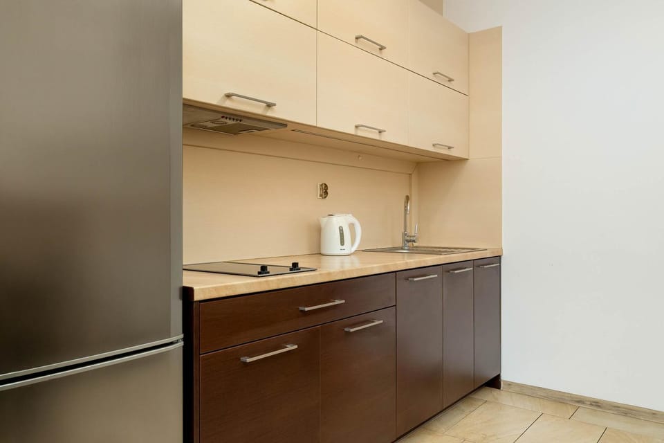 Kitchen or kitchenette, stove