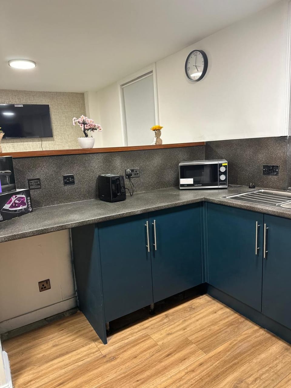 Kitchen or kitchenette, oven, stove, toaster
