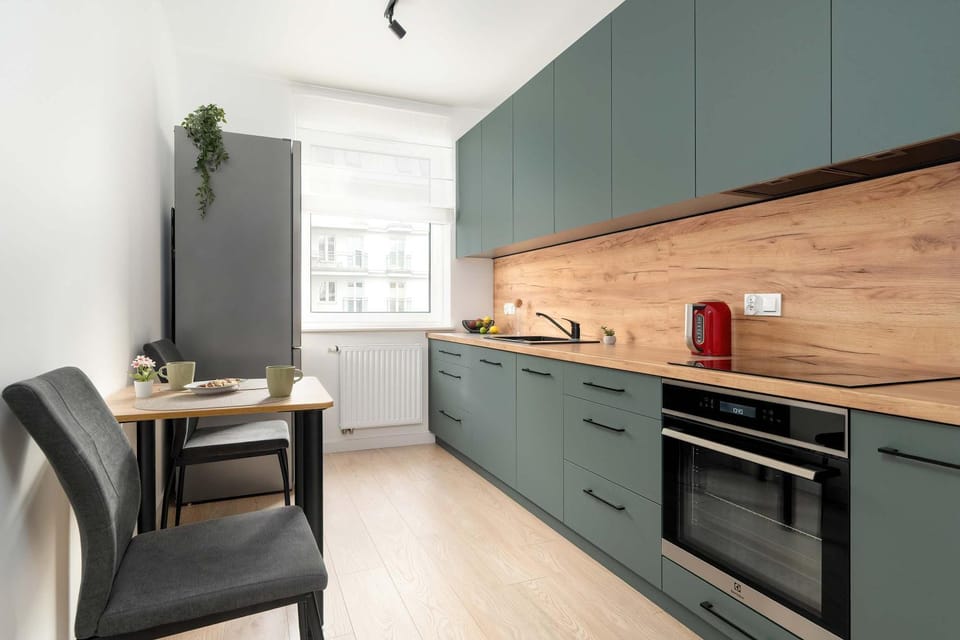 Kitchen or kitchenette, stove