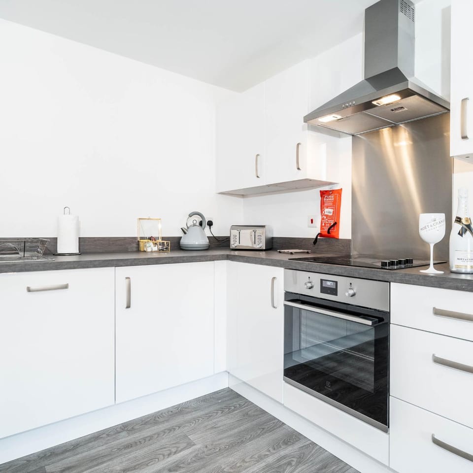 Kitchen or kitchenette, stove, toaster