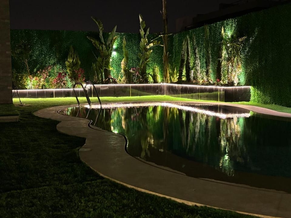Night, Garden, Garden view, Pool view, Swimming pool