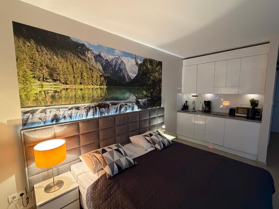 Bed, Kitchen or kitchenette, Photo of the whole room, Bedroom