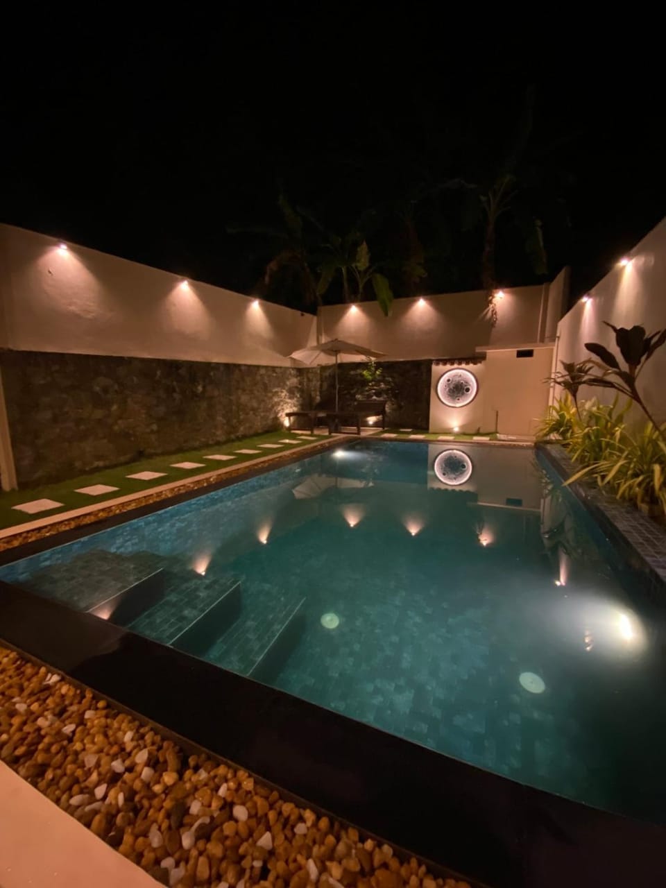 Night, Pool view, Swimming pool