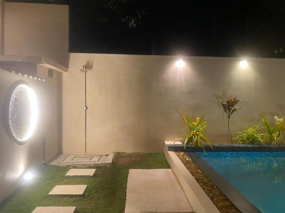 Night, Pool view, Swimming pool