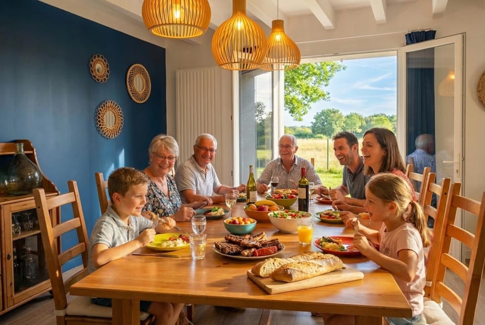 People, Dining area, Food, children, group of guests, Family
