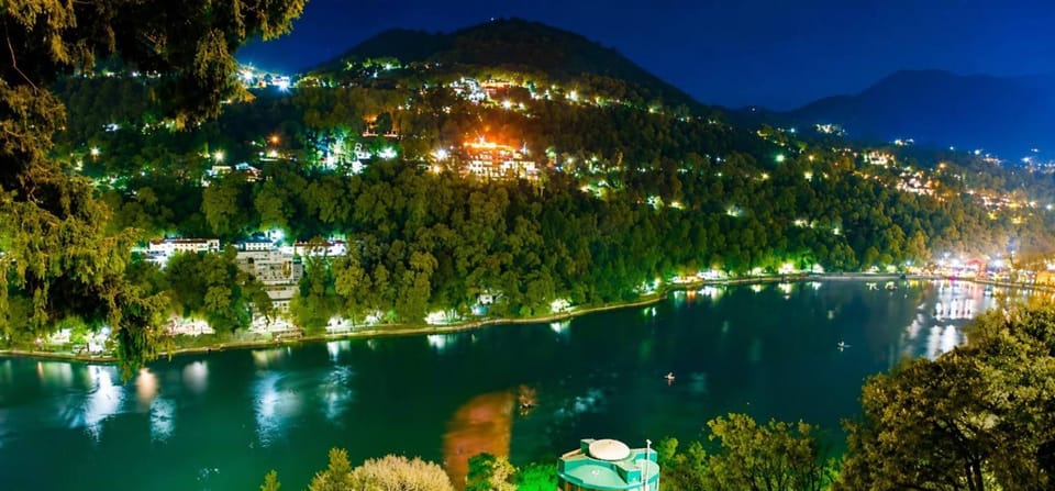 Night, Natural landscape, City view, Lake view, Mountain view