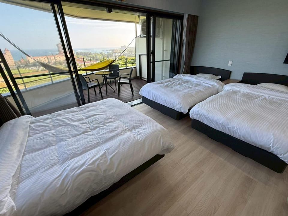 Bed, Sea view