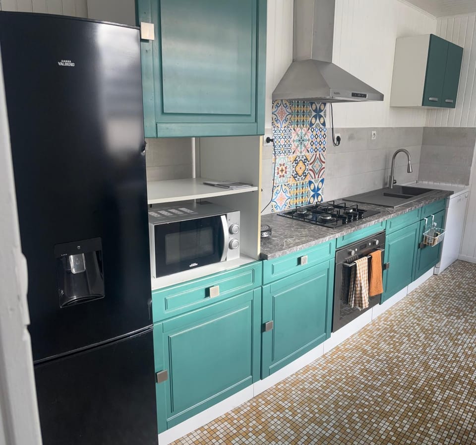 Kitchen or kitchenette, dishwasher, stove